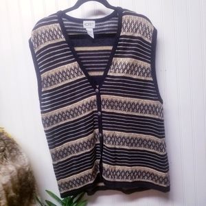 Vintage Koret Sweater Stripe Vest Size Large